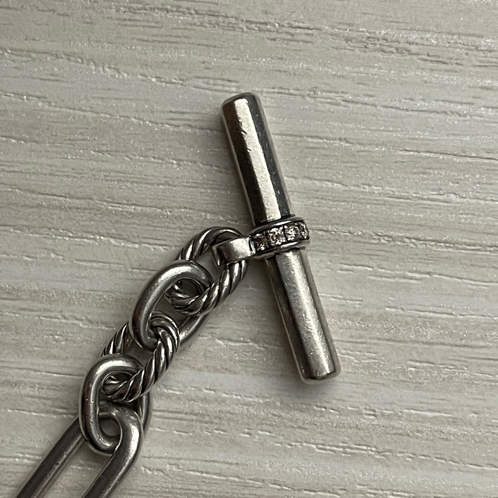 David Yurman Lexington Sterling Silver Bracelet with Pave diamonds - Picture 5 of 10